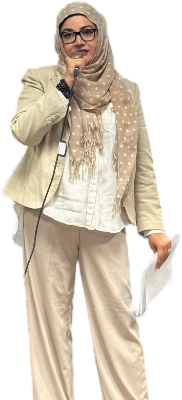 Maliha Khan Ahmed speaking at a Milton community event